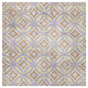 Pastel Violet Paars Oranje cirkels mozaïekpatroon Stof