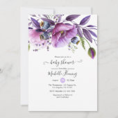 Pastel Violet Poppy Floral Baby shower Kaart (Voorkant)