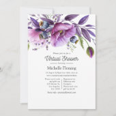 Pastel Violet Poppy Floral Virtual Baby shower Kaart (Voorkant)