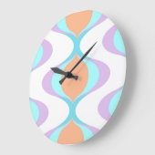 Pastel Violet Sinaasappel Aqua Blue Ogee White Wav Grote Klok (Hoek)