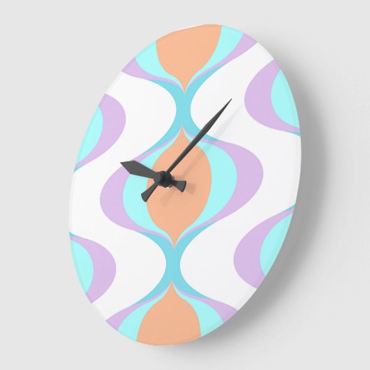 Pastel Violet Sinaasappel Aqua Blue Ogee White Wav Grote Klok (Hoek)