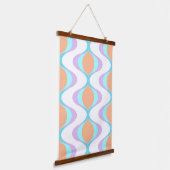 Pastel Violet Sinaasappel Aqua Blue Ogee White Wav Hangend Wandkleed (Gebogen)