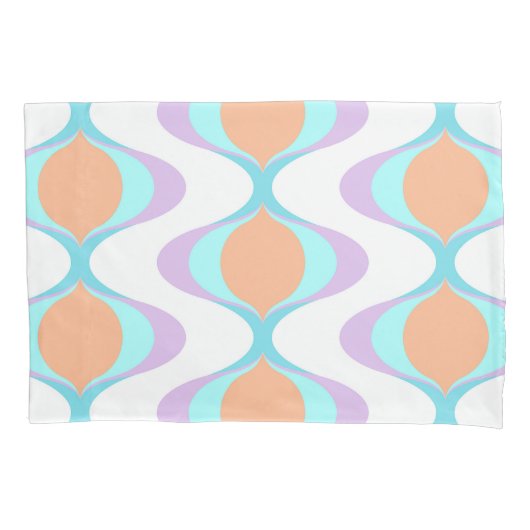 Pastel Violet Sinaasappel Aqua Blue Ogee White Wav Kussensloop (Voorkant-Links)