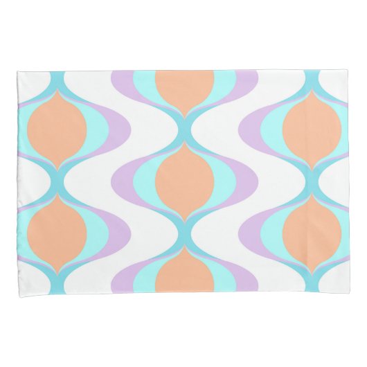 Pastel Violet Sinaasappel Aqua Blue Ogee White Wav Kussensloop (Voorkant-Rechts)