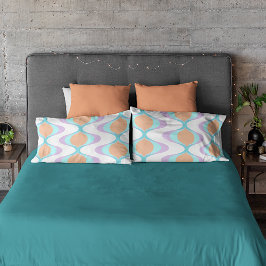 Pastel Violet Sinaasappel Aqua Blue Ogee White Wav Kussensloop