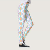 Pastel Violet Sinaasappel Aqua Blue Ogee White Wav Leggings (Rechts)