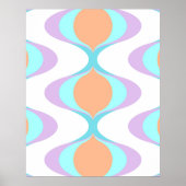 Pastel Violet Sinaasappel Aqua Blue Ogee White Wav Poster (Voorkant)