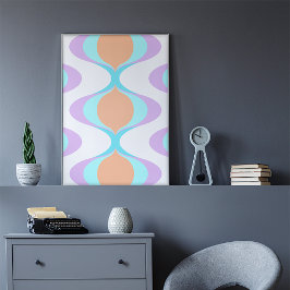 Pastel Violet Sinaasappel Aqua Blue Ogee White Wav Poster