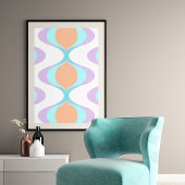 Pastel Violet Sinaasappel Aqua Blue Ogee White Wav Poster