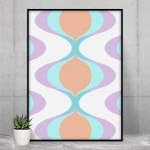 Pastel Violet Sinaasappel Aqua Blue Ogee White Wav Poster