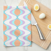 Pastel Violet Sinaasappel Aqua Blue Ogee White Wav Theedoek (Quarter Fold)
