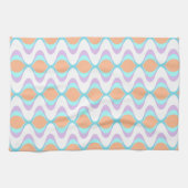 Pastel Violet Sinaasappel Aqua Blue Ogee White Wav Theedoek (Horizontaal)
