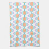 Pastel Violet Sinaasappel Aqua Blue Ogee White Wav Theedoek (Verticaal)