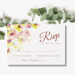 Pastel Viooltje Perzik Geel Bloemig Romantisch Huw RSVP Kaartje