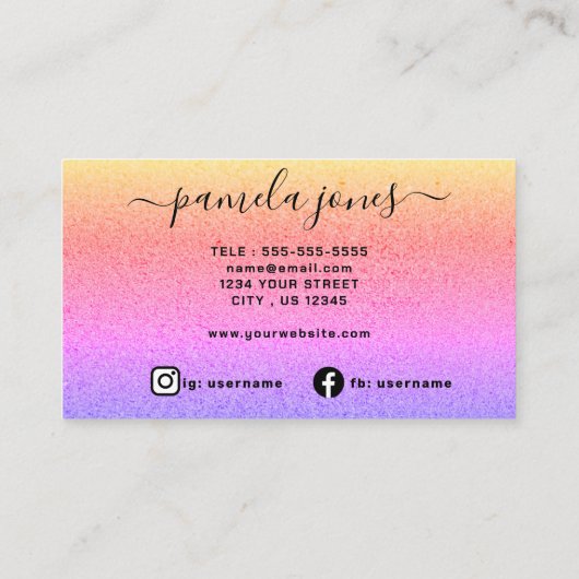 Pastel visitekaartje sjabloon, holografische eenho (Achterkant)