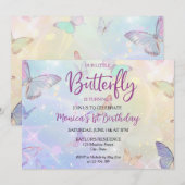 Pastel Vlinder Baby Meisje's 1e Verjaardag Kaart (Voorkant / Achterkant)