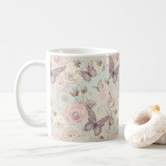 “Pastel Vlinder & Bloem Koffiemok