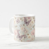 “Pastel Vlinder & Bloem Koffiemok (Voorkant links)