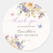 Pastel Vlinder Bloemige Dank Je Wel Baby Shower