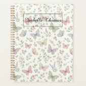 Pastel Vlinder Bloemige Notitieboek Cover Achtergr (Voorkant)