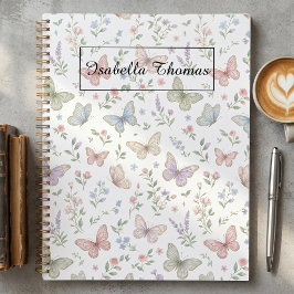 Pastel Vlinder Bloemige Notitieboek Cover Achtergr