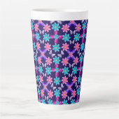 Pastel Vlinder Bloemmotief Latte Mok (Voorkant)