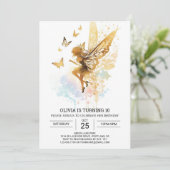 Pastel vlinder fee verjaardag kaart (Staand voorkant)