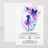 Pastel vlinder fee verjaardag kaart (Voorkant / Achterkant)