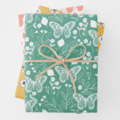 Pastel Vlinder Gele Bloemen Inpakpapier Vel (In situ)