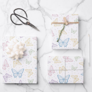Pastel Vlinder Inpakpapier, Insect Cadeauverpakkin Inpakpapier Vel