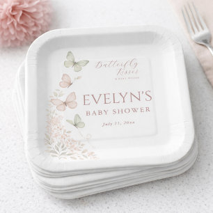 Pastel Vlinder Kusjes Baby Wensen Baby Shower Papieren Bordje