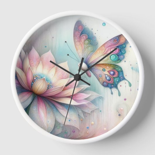 Pastel Vlinder Muurklok (Voorkant)
