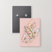 Pastel Vlinder Verjaardags Tuin Button (Voorkant / Achterkant)