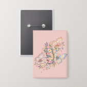 Pastel Vlinder Verjaardags Tuin Button (Voorkant / Achterkant)
