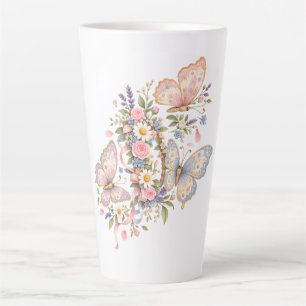 Pastel Vlinder Verjaardags Tuin Latte Mok