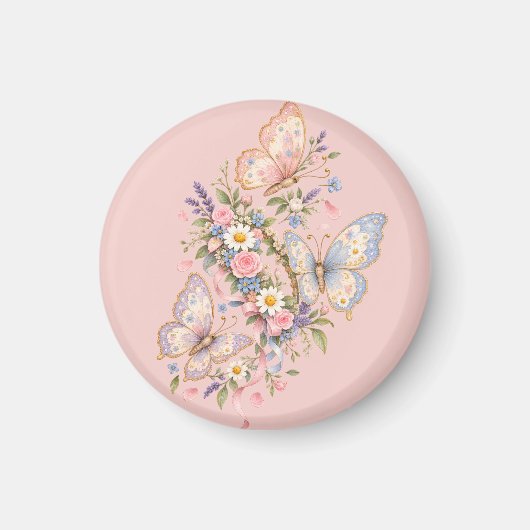 Pastel Vlinder Verjaardags Tuin Magneet (Voorkant)
