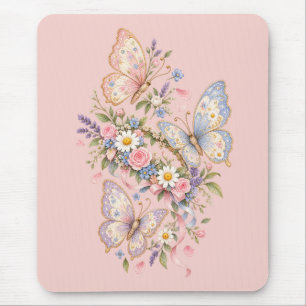Pastel Vlinder Verjaardags Tuin Muismat