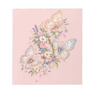 Pastel Vlinder Verjaardags Tuin Notitieblok