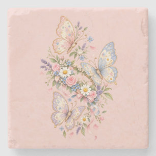 Pastel Vlinder Verjaardags Tuin Stenen Onderzetter