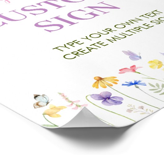 Pastel vlinder verjaardagsfeestje aangepaste teken poster (Hoek)