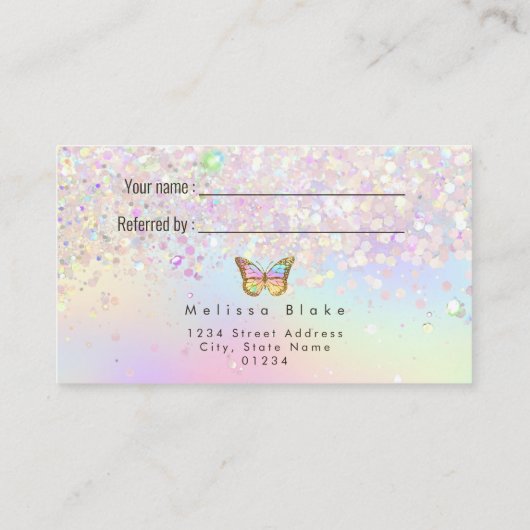 Pastel vlinder verwijzen naar een vriend visitekaa visitekaartje (Achterkant)