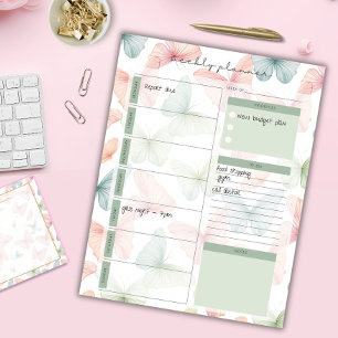 Pastel Vlinder Weekplanner Notitieblok