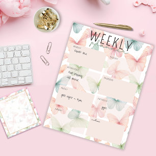 Pastel Vlinder Weekplanner Notitieblok