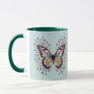 Pastel Vlinder Wilde Bloem Cottagecore Esthetiek  Mok