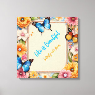 Pastel Vlinderdromen – Whimsical Tekenfilmvlinders Canvas Afdruk