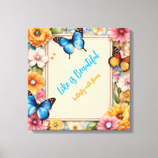 Pastel Vlinderdromen – Whimsical Tekenfilmvlinders Canvas Afdruk