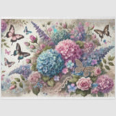 Pastel Vlinderkusjes & Blosende Bloemblaadjes Deco Tissuepapier (Voorkant)