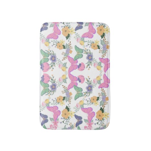 Pastel Vlinders Badmat (Voorkant Verticaal)