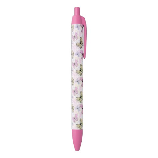 pastel vlinders blauwe inkt pen (Achterkant (Verticaal))