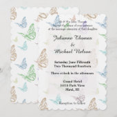 Pastel vlinders bruiloft kaart (Voorkant / Achterkant)